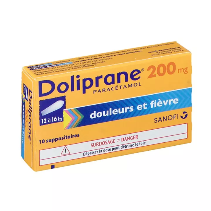 DOLIPRANE 200MG SUPPOSITOIRES 10
