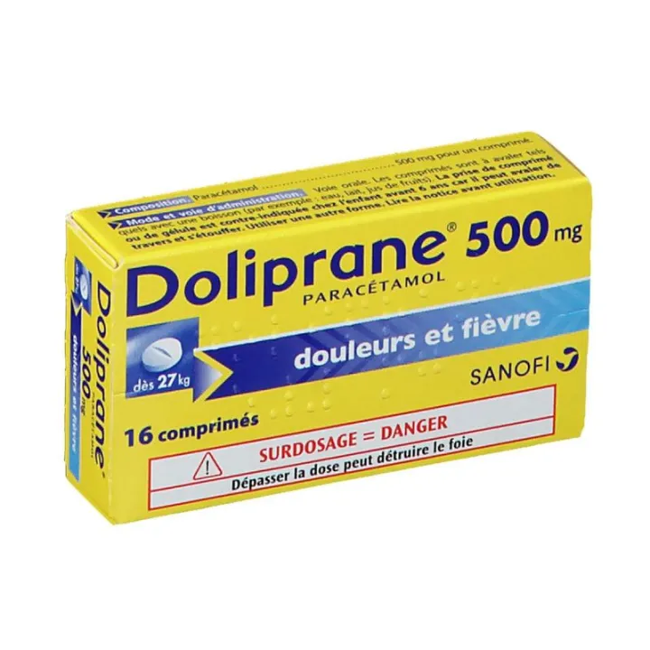 DOLIPRANE Paracetamol 500MG 16 Таблеток Для Ребенка