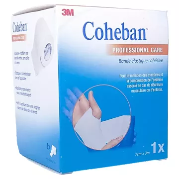 3M Coheban Bande Élastique Cohésive Blanc 7 cm x 3 m