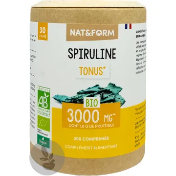 Nat & Form Espirulina ecológica, 200 comprimidos, envase ecológico 