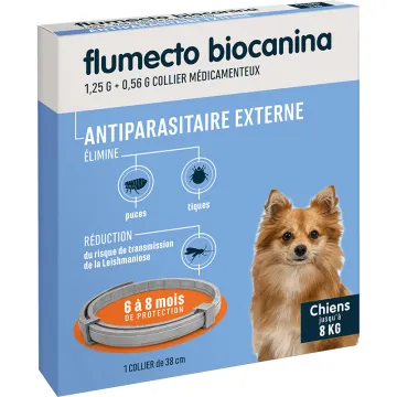 Collare antipulci e antizecche per cani di piccola taglia Flumecto Protezione 8 mesi Biocanina