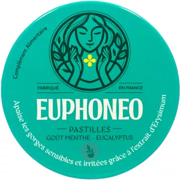 Euphoneo Menta Eucalipto 50 pastilhas para a rouquidão