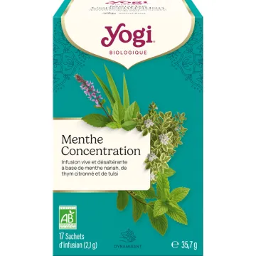Yogi Tea Аюрведический травяной чай «Мята для концентрации», органический, 17 пакетиков