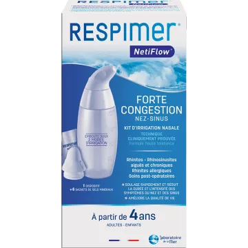 Kit de irrigação nasal para congestão Respimer Netiflow Forte