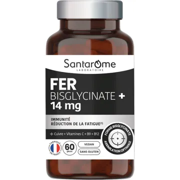 Bisglicinato de Ferro+ 14mg Santarome 60 cápsulas
