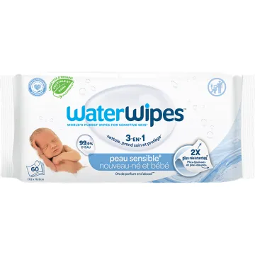 WaterWipes Water-Based Cleansing Wipes, 60 wipes