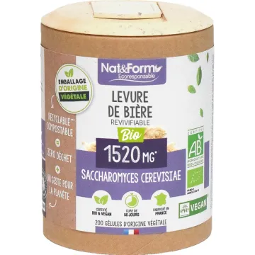 Nat&Form Levure De Bière Revivifiable Bio 200 gélules végétales