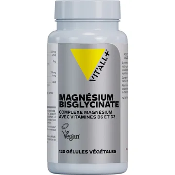 Vitall+ Magnesium Bisglycinate + Vit B6 and D3 60 vegetarian capsules