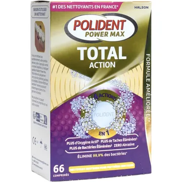 Polident Power Max Total Action Nettoyant pour Appareils Dentaires 66 comprimés