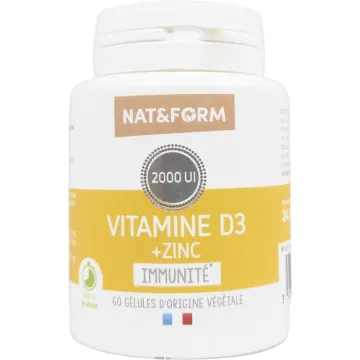 Nat & Form Vitamine D3 + Zinc 60 gélules végétales