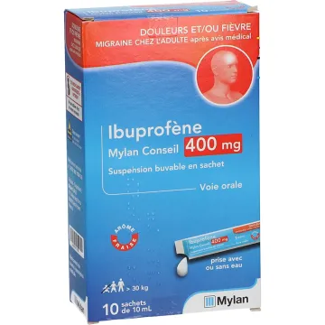 Ibuprofeno 400 mg Mylan 10 sticks de 10 ml