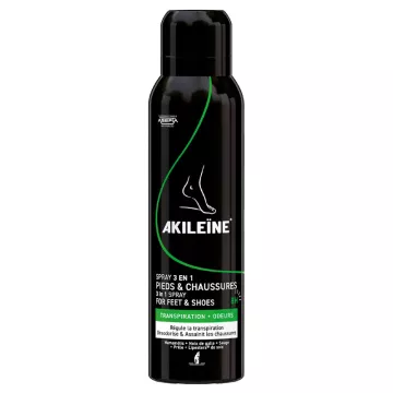 Akiléine spray Schwarz Antitranspirant Füße 150 ml