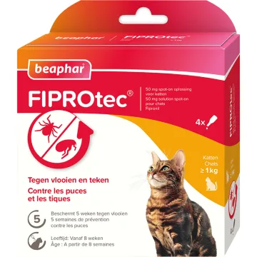 Fiprotec 50 mg Spot-On Solution Cats Beaphar 4 pipettes