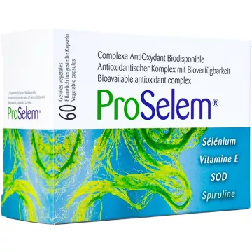 Proselem Anti-Oxydant SOD Spiruline sélenium vitamine E 60 Gélules