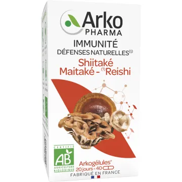 Arkogelules Shiitake Maitake-Reishi Immunität Bio 40 Kapseln