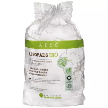 Absopads Bio Marque-Verte Rectangles de Coton 8x10 cm