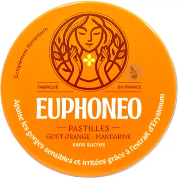 Euphon-eo Dor de Garganta 50 pastilhas para chupar Laranja Tangerina