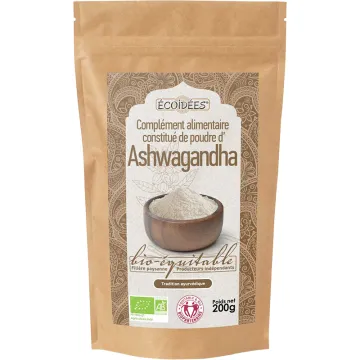 Ecoidées Ashwagandha Orgânico Comércio Justo Anti-Envelhecimento 200 g