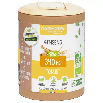 Nat &amp; Form Ginseng Bio 200 Vegetable Capsules Eco 