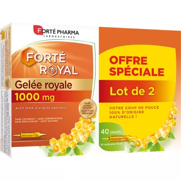 Forte Royal Royal Jelly 1000mg Lot 2x20 Ampoules of 10ml