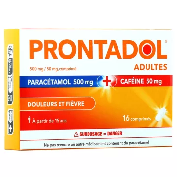 PRONTADOL 500mg paracétamol 50mg caféine 16 comprimés