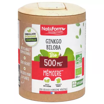 Nat & Form Ginkgo Biloba Bio 200 Gélules Végétales Eco 