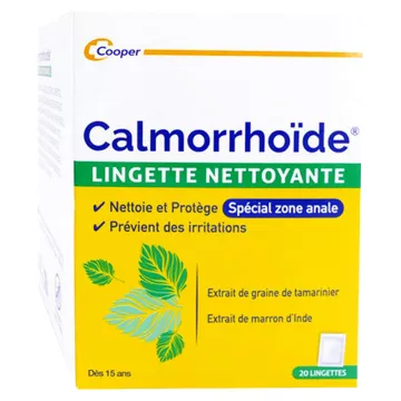 Cooper Calmorrhoïde Lingette Nettoyante 20 lingettes