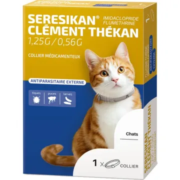 Seresikan Clément Thékan 1,25 g + 0,56 g coleira medicamentosa para gatos 38 cm