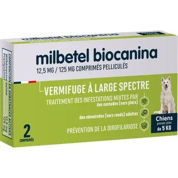 Biocanina Milbetel Vermifuge Chien 2 comprimés