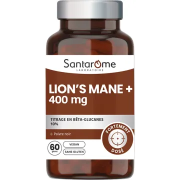 Santarome Lion's Mane+ 400mg Memória e Concentração 60 cápsulas
