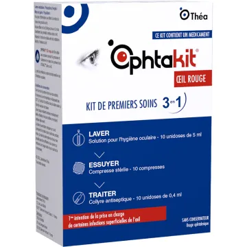 Ophtakit Oeil Rouge Unidoses + Compresses Théa