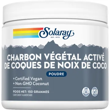 Solaray Activated Vegetable Charcoal from Coconut Shells, 150 g