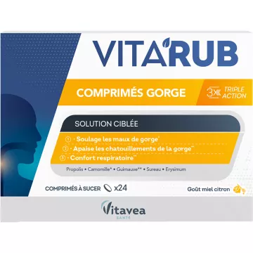 Vitavea Vita'Rub Maux de Gorge Triple Acción 24 comprimidos para chupar