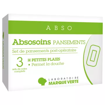  Absosoins Marque Verte Set de Pansement Post-Opératoire Petites Plaies