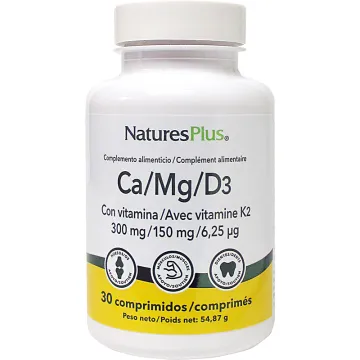 Natures Plus Cálcio Magnésio Vitaminas D3 e K2 30 comprimidos