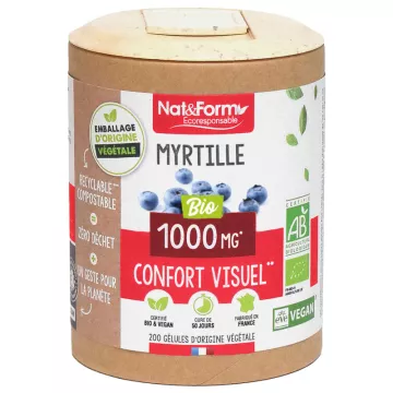 Nat & Form Myrtille Baie Bio 200 Gélules Végétales Eco 