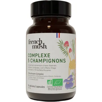 French Mush 5 Mushroom Complex Energy & Immunity Formula 56 cápsulas