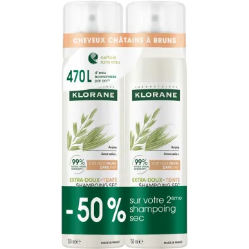 Klorane Extra-doux Teinté Shampoing sec Lot 2 sprays