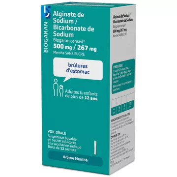Alginate de Sodium / Bicarbonate de Sodium Biogaran Conseil 12 sachets