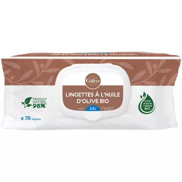 Gifrer Lingettes Nettoyantes Huile Olive Vierge Boite de 70