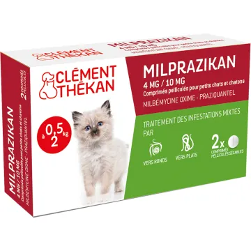 Milprazikan pour chatons et petits chats 2 comprimés Clément Thékan