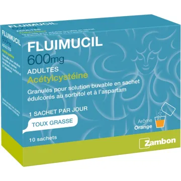 Fluimicil 600 mg Acetylcystéine Toux Grasse Adultes sachets