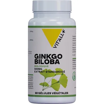 Vitall+ Ginkgo Biloba Bio 500mg Standardisierter Extrakt 60 vegetarische Kapseln