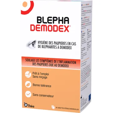 Blephademodex Rosácea Ocular 30 toalhetes de limpeza
