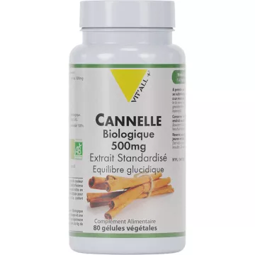 Vitall+ Organic Cinnamon 500 mg Standardized Extract 80 vegetarian capsules