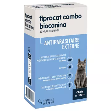 Biocanina Fiprocat Combo Gato Furão Caixa de 3 pipetas 