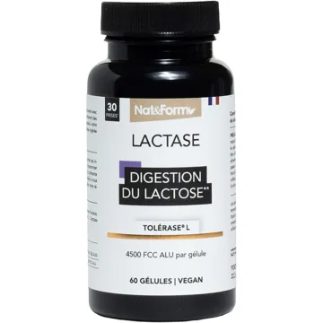 Nat & Form Lactase: digestión de la lactosa, 60 cápsulas