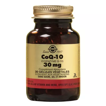 SOLGAR CoQ10 Coenzyme Q10 30mg Vegetable Capsules Box of 30 PM