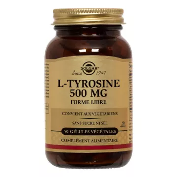Solgar L-tyrosine 500 mg vrije vorm 50 plantaardige capsules