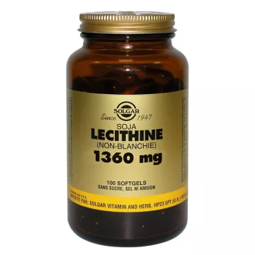 SOLGAR Lecithin (unbleached) Soybeans 1360 mg 100 Softgels